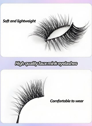 10 Pairs Lightweight Soft-Textured False Lashes, Natural 3D Design for Daily Wear, Reusable (Black) - view 2